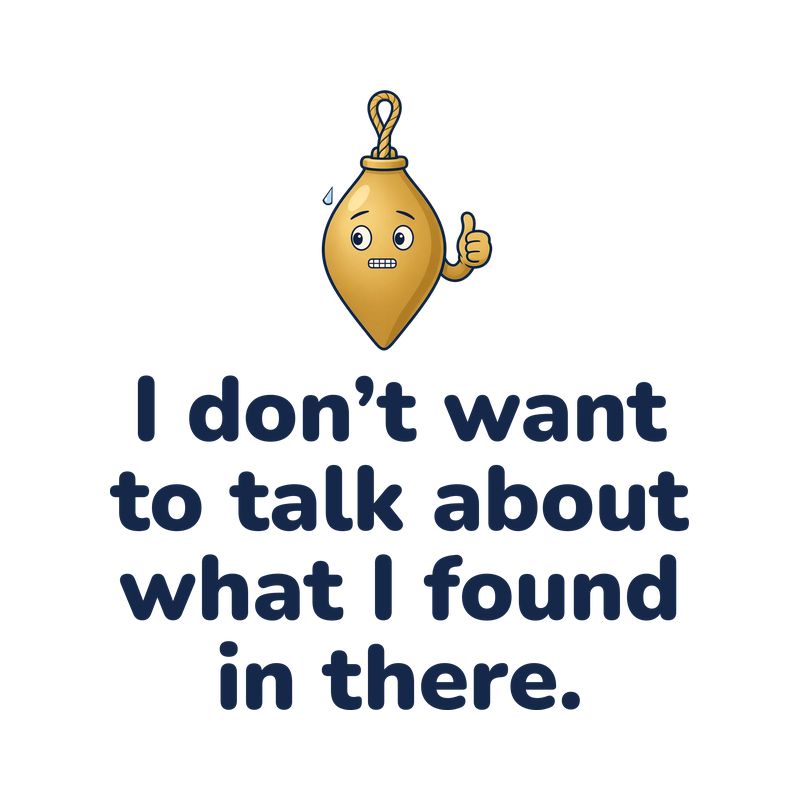 Hoodie print design in navy text: nervous Bob and the words I don't want to talk about what I found in there.