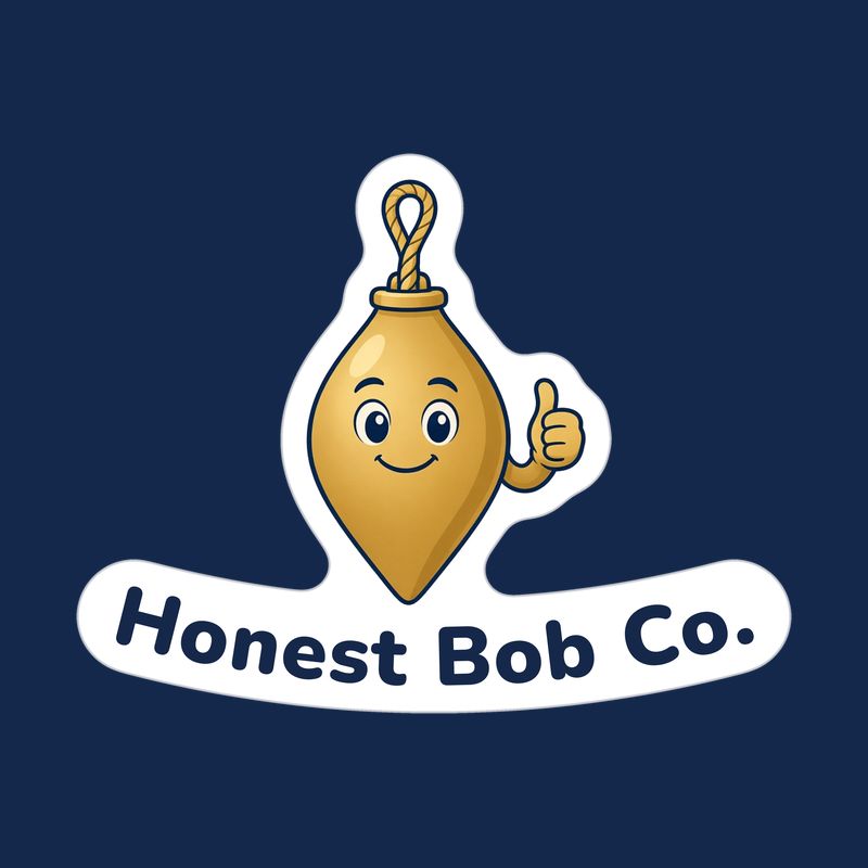 Sticker design: Bob the plumb bob giving a thumbs up above the words Honest Bob Co.