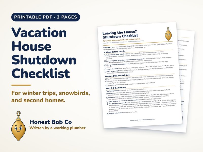 Vacation House Shutdown Checklist printable pages